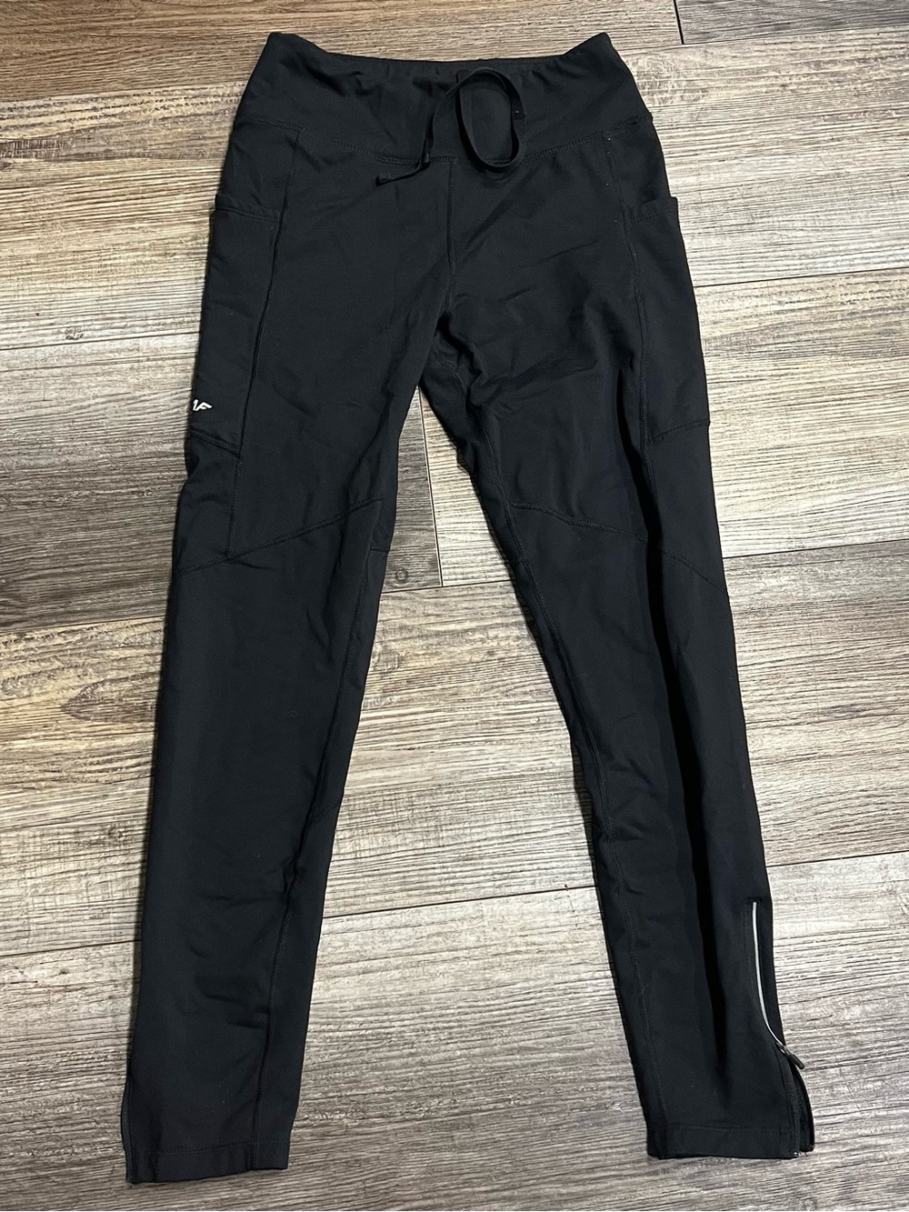 Baleaf Black Running Leggings Size S Zip Ankle Reflective Pockets Athletic Pants